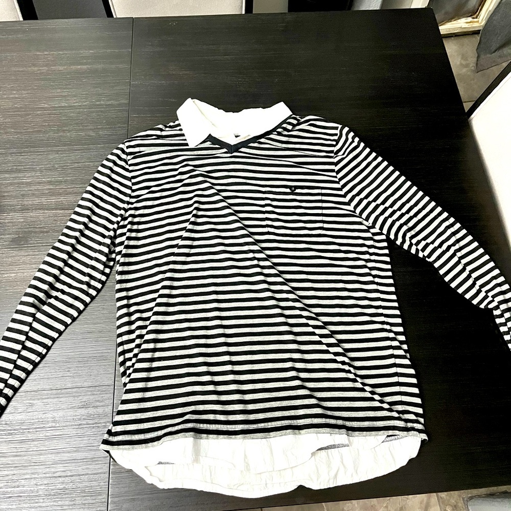 21 Men know long sleeve shirt gray and black stripes size LG